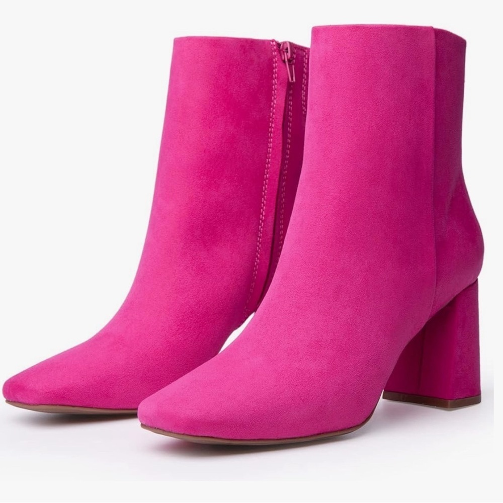 JORYA Vintage Vibe Ankle Boots Faux Suede Chunky Block Heel Booties Size 7.5 New